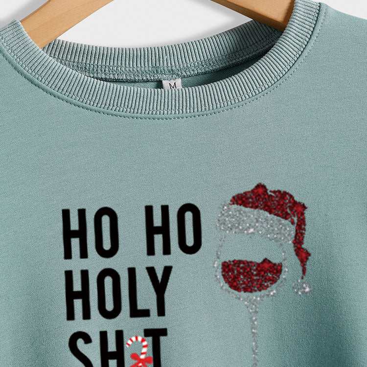 Ho Ho Holy Shit mode femmes rouge vin verre lettre à manches longues pull fille