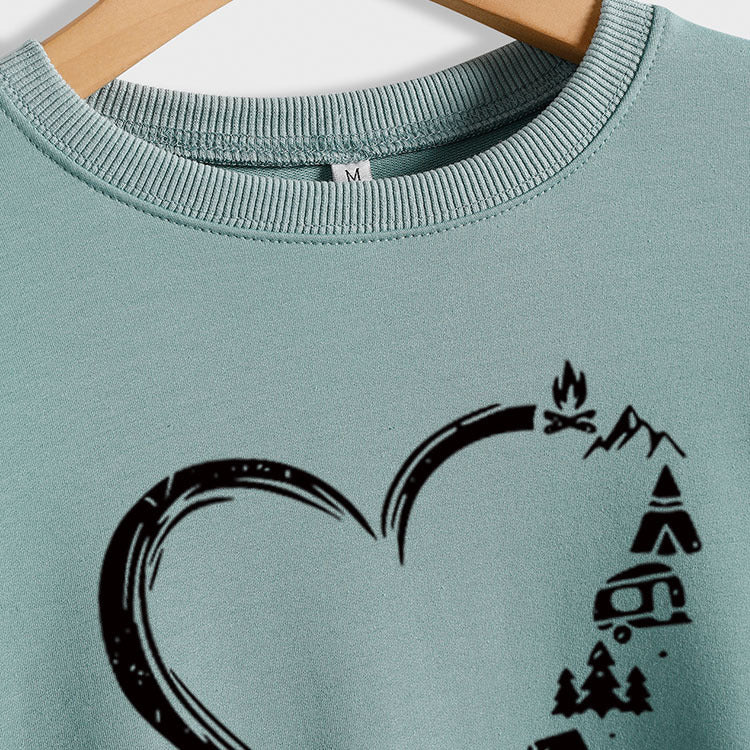 Pull ample à manches longues, imprimé d'amour, à la mode, grande taille