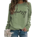 Indoorsy Pullover Rundhals Shirt Langarm Druck Lose Einfache Pullover