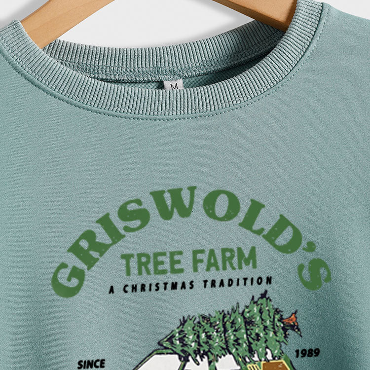 GRISWOLD'S TREE FARM Lettre Noël Pull Ample Manches Longues Femme