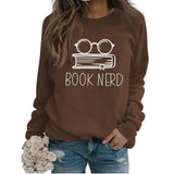 Book Nerd Glasses Book Printed Loose Bottomed Long Sleeve Large Size Sweater