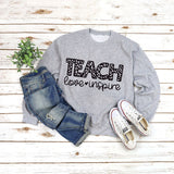 Rundhals-Shirt mit Buchstaben und langen Ärmeln, lockerer Pullover mit TEACH Love-Aufdruck