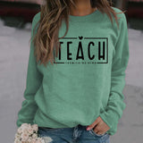 TEACH THEM TO BE KIND Liebesbrief Rundhalsausschnitt Lockerer Lässiger Langarmpullover