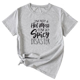 I'm Not A Hot Mes I'm Round-neck Fashion Women's Loose Letter Short Sleeve