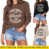 FOOTBALL IS MY FAVORITE Letters Autumn and Winter Loose Long-sleeved Sweater Women