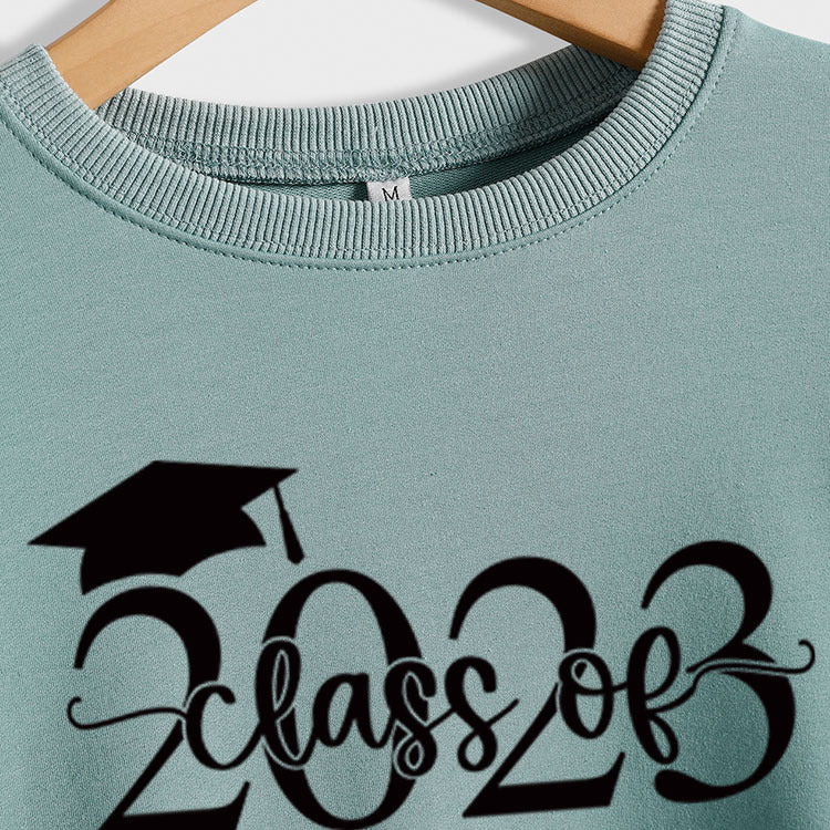 Pull à manches longues pour femmes, classe de 2023, chapeau avec lettres, en Stock