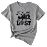 The Letters Not All Who Wander Casual Crewneck Short-sleeved Shirt