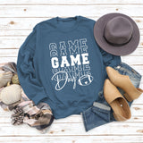 GAME DAY Baseball Letter Round Neck Loose Printing Long Sleeve Leisure Large Size Sweater Girl