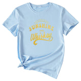 Women's Large Sunshine and Whishkey Round Neck Short Sleeve T-shirt