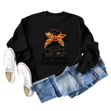 Shit Show Super Bow Letter Pumpkin Print Sweater Long Sleeve