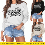 Volleyball Vibes Volleyball Alphabet Print Fashion Backing Long Sleeve Oversize Sweatshirt