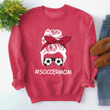 Round Neck Tops Long Sleeve Soccermom Print Loose Sweatshirt