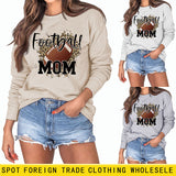 FOOTBALL MOM LETTERS Léopard sous-couche à manches longues surdimensionné pull fille