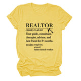 REALTOR LETTER LOOSE WOMEN'S CASUAL CREWNECK SHORT SLEEVE FASHION T-SHIRT TOP