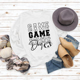 GAME DAY Baseball Letter Round Neck Loose Printing Long Sleeve Leisure Large Size Sweater Girl