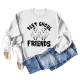 SWEAT-SHIRT À COL ROND IMPRIMÉ MONOGRAMME POUR FEMMES BEST GHOUL FRIENDS