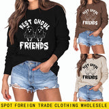 SWEAT-SHIRT À COL ROND IMPRIMÉ MONOGRAMME POUR FEMMES BEST GHOUL FRIENDS