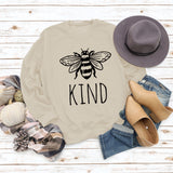 Kind Bee Alphabet-Druck Herbst- und Winterrücken, lockerer, großer Pullover mit langen Ärmeln und Rundhalsausschnitt (Damen)