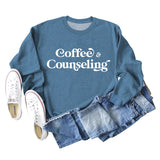 Coffee Counseling Fashion Letter Rundhals Herbst und Winter Langarm Pullover