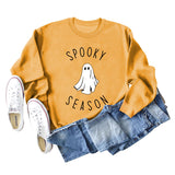 SPOOKY SEASON Ghost Letter Loose Plus Size Sweater Women's Long Sleeve Shirt