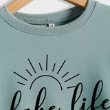 Lake Life Is Letter Loose Damen Großer lässiger Langarmpullover Damen