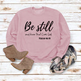 Be Still and Know – Pullover mit Buchstaben-Print, Rundhalsausschnitt, lockeres Langarmshirt in Übergröße, modischer Pullover für Mädchen