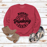 Round Neck Top WARNING! The Print Loose Sweatshirt