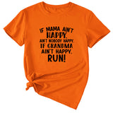 Large Women's Letter If Mama Ain't Happy Short Sleeve T-shirt