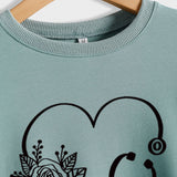 Funny Stethoscope Round Neck Printed Bottomed Long Sleeve Large Women's Sweater