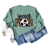 Soccer Mom Football Love Letter Leopard Rundhals Herbst/Winter Langarm Pullover Damen