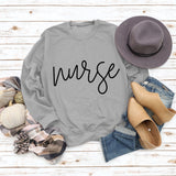 Nurse Letter Round Neck Fashion Backed Women's Long Sleeve Sweater