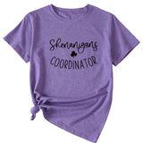 Simplified Letter Shenanigans Coordinator Round Neck Short Sleeve T-shirt