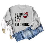 Ho Ho Holly Sht Rotwein Tasse Weihnachten Hut Brief Mode Herbst Winter Langarm Sweatshirt