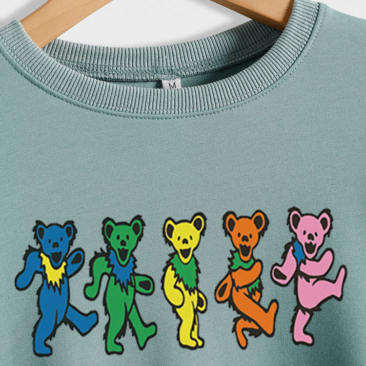 Pull à manches longues pour femme, imprimé ours mignon, col rond, ample, automne et hiver