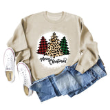 MERRY Christmas Brief Plaid Leopard Print Weihnachtsbaum Pullover Mädchen