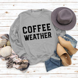 Buchstabe COFFEE WEATHER Modischer langärmliger Pullover mit Rundhalsausschnitt für Damen