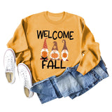 WILLKOMMEN HERBST Kürbis Halloween Alphabet Druck Herbst und Winter Langarm Große Größe Pullover