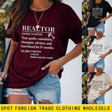 REALTOR LETTER LOOSE WOMEN'S CASUAL CREWNECK SHORT SLEEVE FASHION T-SHIRT TOP