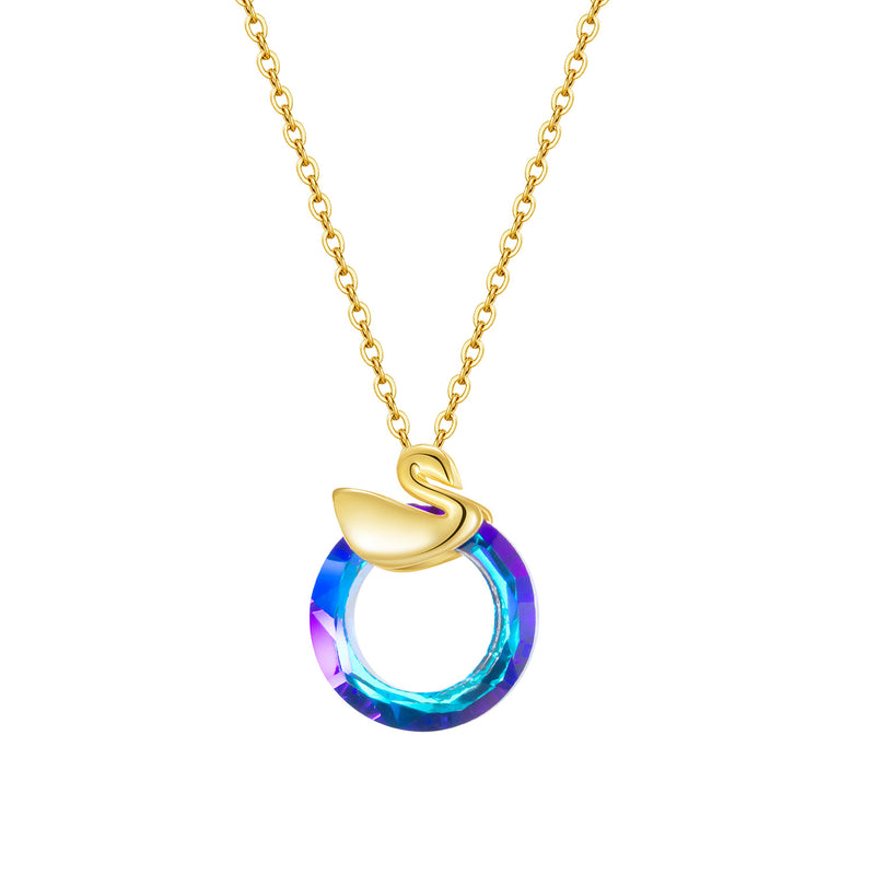 NEHZUS – bijoux en cristal coloré, bague pendante, Design créatif, pendentif cygne en cuivre, chaîne de clavicule Netflix pour femmes