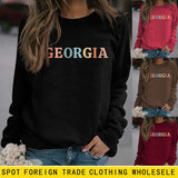 GEORGIA Letter Fashionable Loose Women's Long Sleeve Round Neck Sweater Women