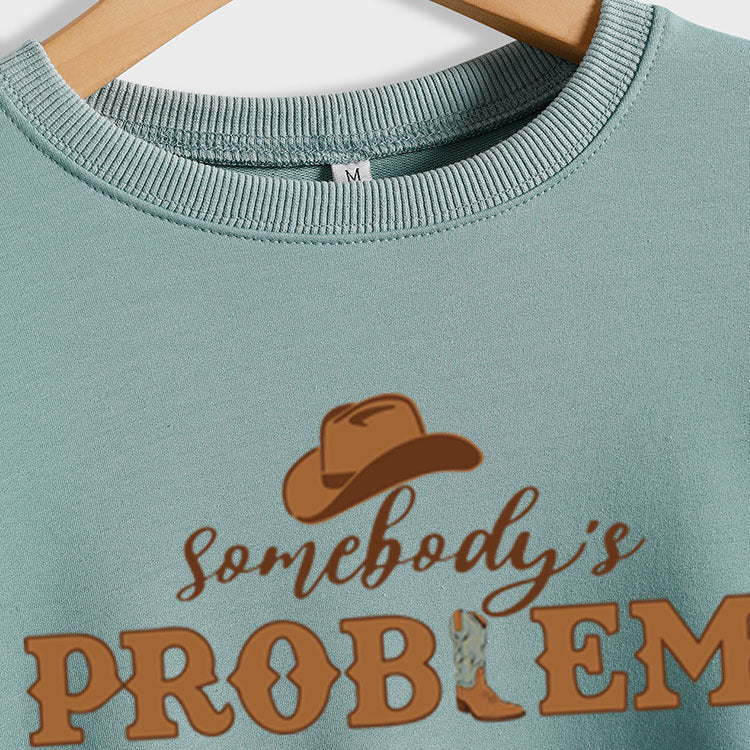 Sweat-shirt à manches longues avec lettre de chapeau pour femme, problème de quelqu'un