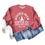 Cross Border Witches Brew Coffee Women's Wear Round Neck Loose Bottomed Long Sleeve Sweater