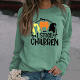 I SENT CHILDREN BAT HAIR LETTRE IMPRIMER SWEAT-SHIRT À MANCHES LONGUES FEMME