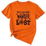 The Letters Not All Who Wander Casual Crewneck Short-sleeved Shirt