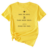 SAVE tHE BEES PLANt Letter Casual Round Neck Short Sleeve Women's t-ShirT-Shirt