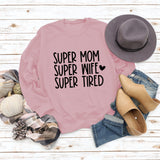 SUPER MOM SUPER WIFE LETTRES COEUR BASE ROBE À MANCHES LONGUES FEMME