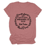 Women‘s Casual Short-sleeved T-shirt with Somewhere Between Letters T-Shirt