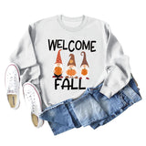 WILLKOMMEN HERBST Kürbis Halloween Alphabet Druck Herbst und Winter Langarm Große Größe Pullover