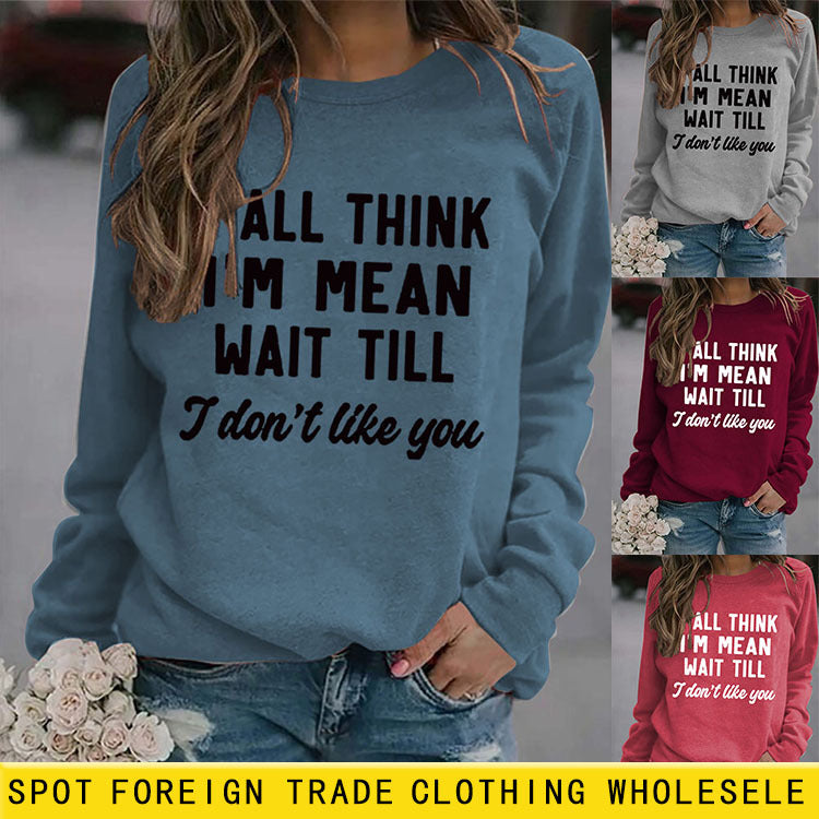 Hauts à col rond et manches longues, sweat-shirt ample imprimé Y'ALL THINK