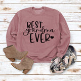 Best Grandma Ever Letters Simple Fashion Round Neck Loose Long-sleeved Sweater for Women